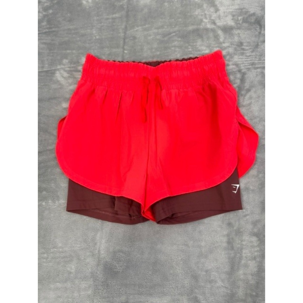 NWOT‎ Gymshark 2-in-1 Running Shorts Women's S Orange Built-In Liner